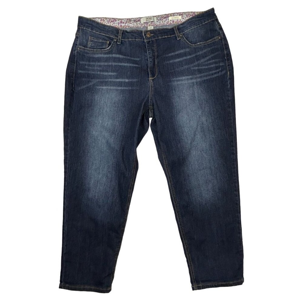 Vintage America Jeans Womens 16/33 (38x25) Boyfriend Blue Denim‎ Floral Cottage